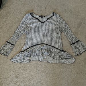 Navy and White Patterned Flowy Top